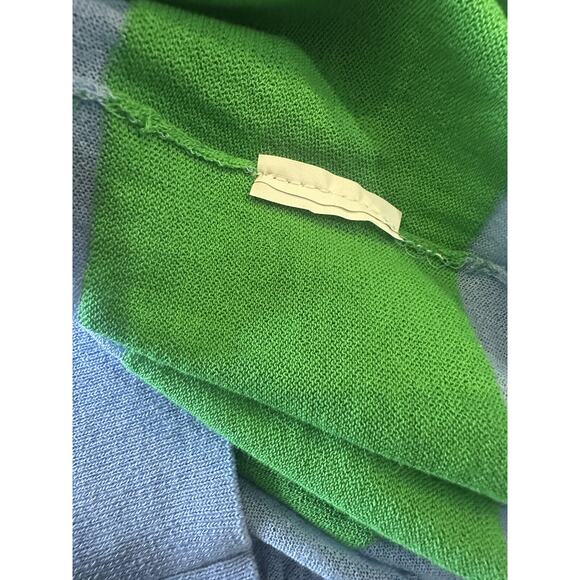 Diane Von Furstenberg Blue & Green Striped Top LS Mesh Sheer Stretch Medium - Picture 11 of 13